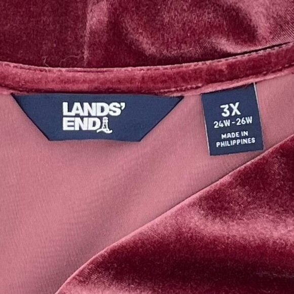 Lands End Womens Velvet Tunic Top Size 3X Burgundy Relaxed Fit Stretch Elegant - Picture 3 of 10